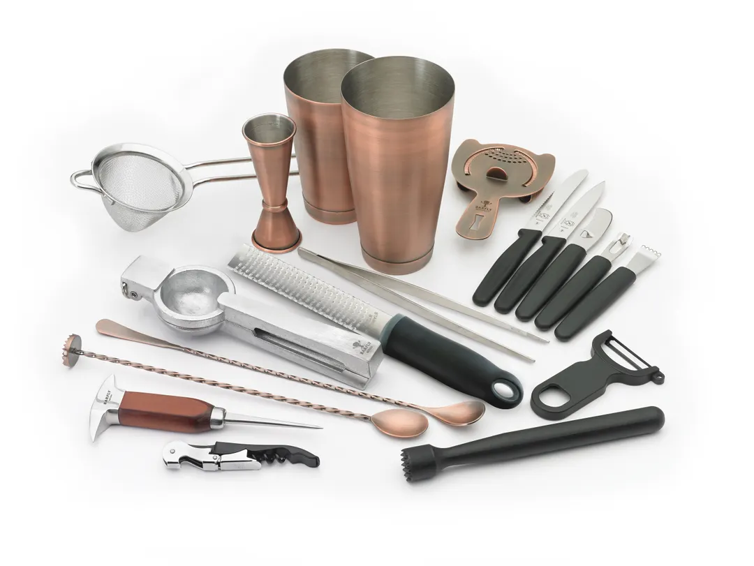 Mercer M37102ACP 18‑Piece Kit, 18/8 Stainless Steel, Antique Copper‑Plated, 9‑3/8" Tong