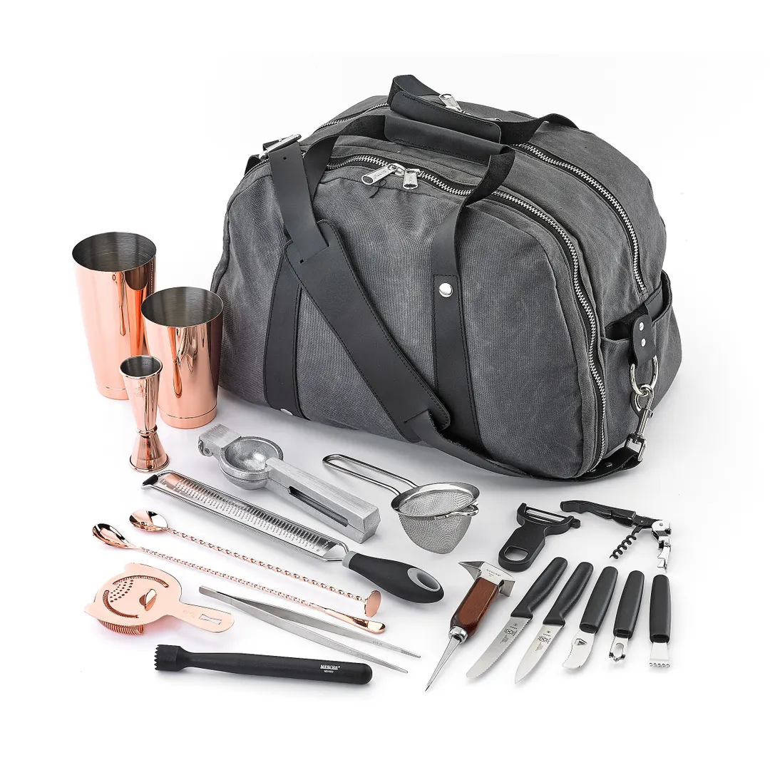 Mercer M37103CP Barfly Deluxe II 18‑Piece Bartender Kit, Copper, 18/8 Steel, Includes Tools