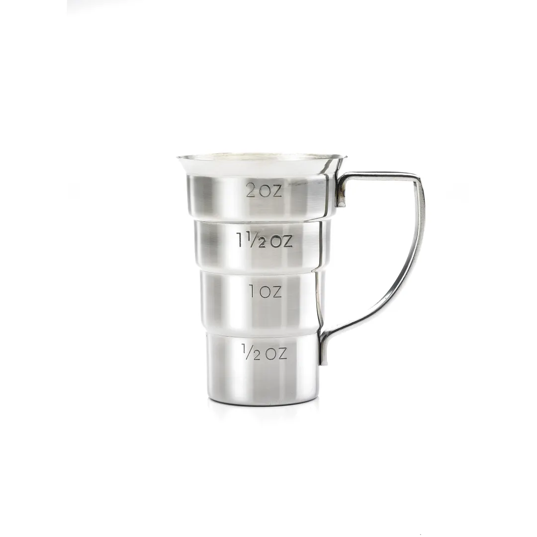 Mercer M37108 Barfly® Jigger – 2 oz/½ oz Stepped Steel, Flared Edge, Handle, ½ ml/15 ml Increments