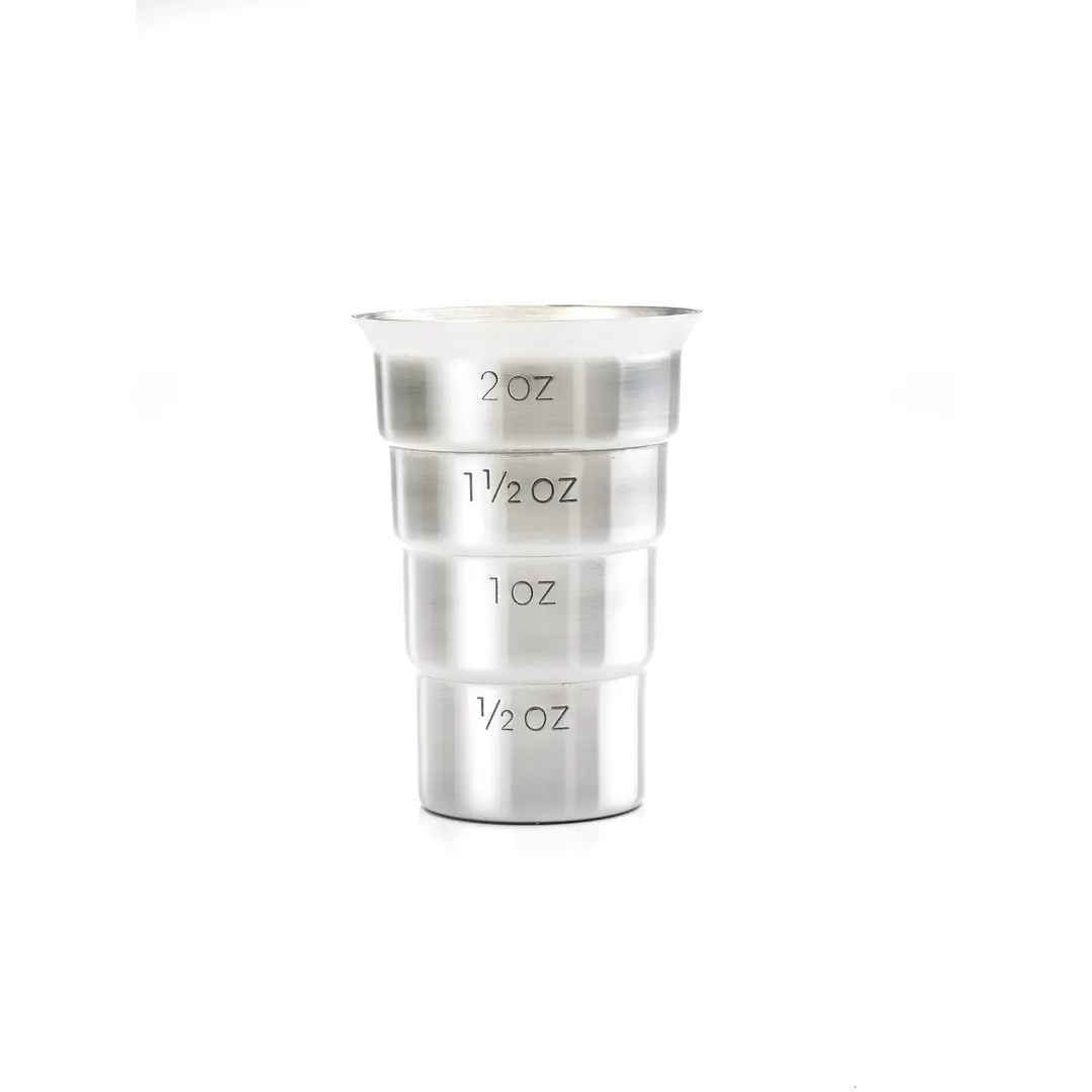Mercer M37109 Barfly Jigger, 2 Oz / 0.5 Oz Stepped Stainless Steel, 1/2‑15 Ml, Nestable Design