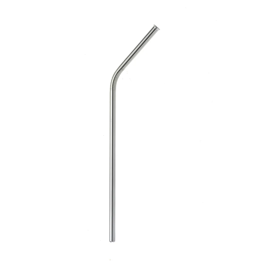 Mercer M37111 Barfly Straw – 1/4" Dia x 8.5" Curved 18/8 Steel, Rolled Top Edge, Mirror