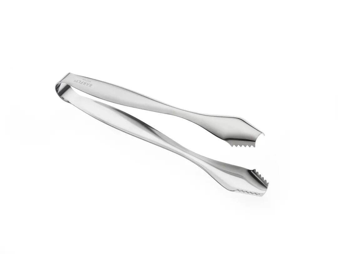 Mercer M37164 Barfly Ice Tongs, 7.1" Stainless Steel, Toothed Ends, 7‑8" Length, Pom & Ice Tool