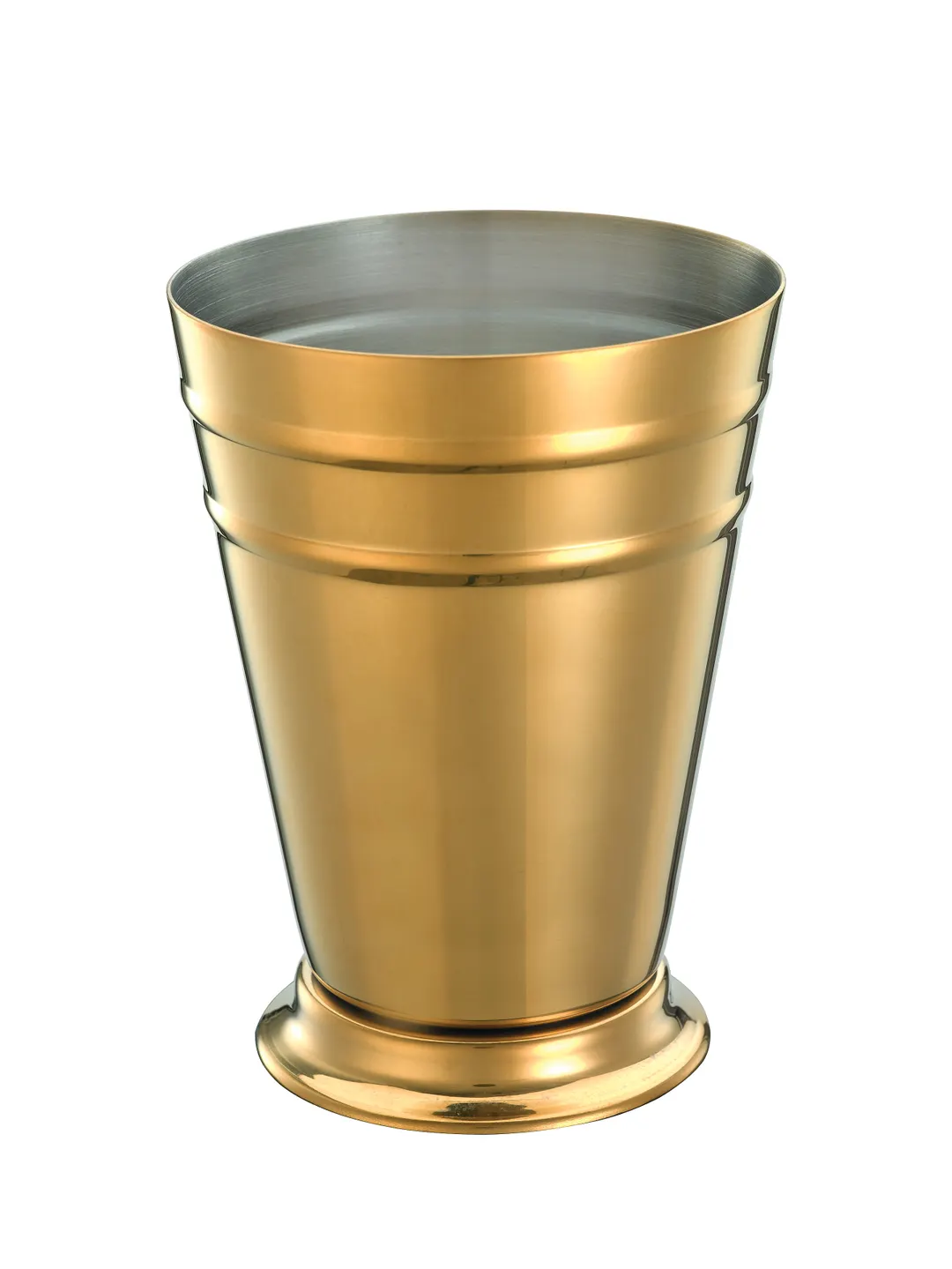 Mercer M37168GD Barfly Deluxe Julep Cup, 13.5 oz, 3-1/2" Top Dia x 4-5/8" H, Dual Rib, Gold Plated