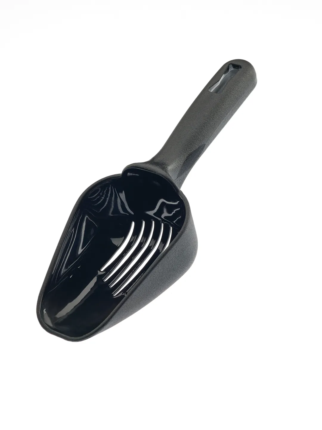 Mercer M37179 Slotted Ice Scoop, 8 Oz, Black Polypropylene Flat Bottom, 5‑8 Oz Ice Shovel