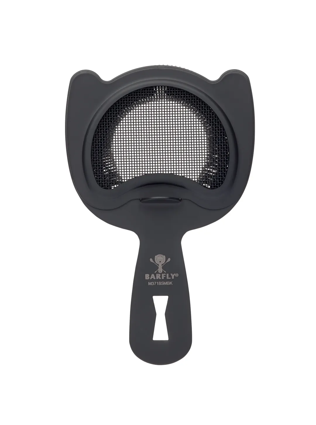 Mercer M37185MBK Bar Strainer – 6" Heavy-Duty 18/8 SS Black Fine Mesh 2‑Prong Spring Hanging Hole