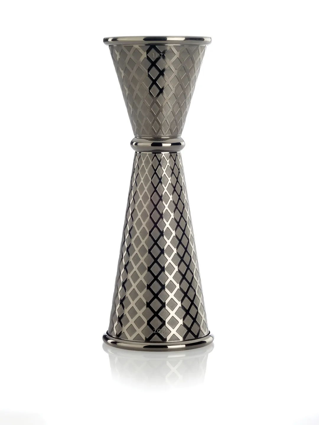 Mercer M37202BK - Barfly Style Bar Jigger, 1 oz / 2 oz, 18/8 Stainless Steel, Black‑Plated