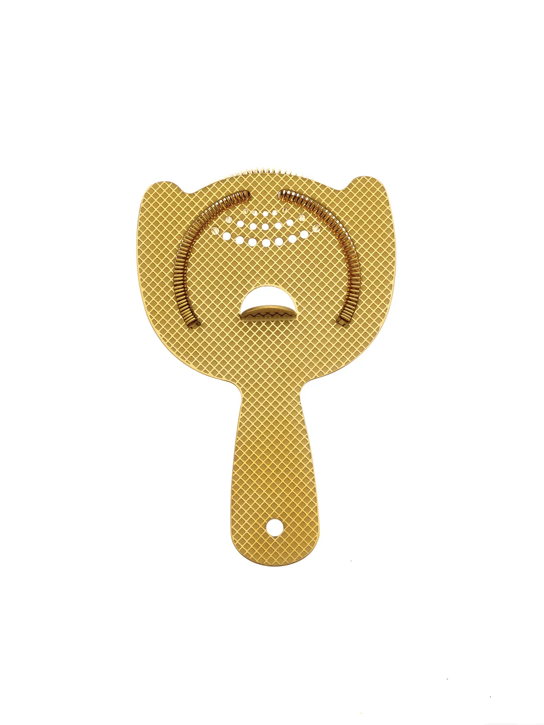 Mercer M37203GD Barfly Diamond Lattice Bar Strainer 6" 2‑Prong Hanging Hole 18/8 Gold‑Plated