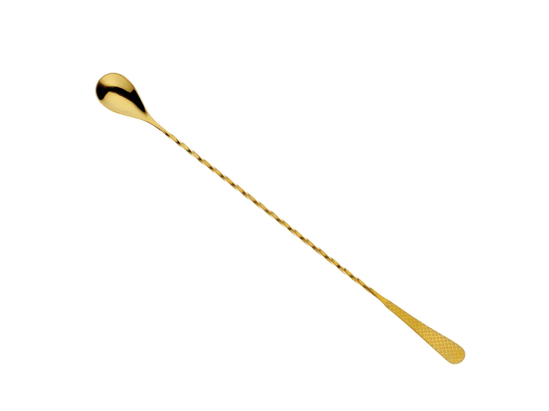 Mercer M37204GD Bar Spoon – Barfly Diamond Lattice, 13-3/16" 18/8 Stainless Steel, Gold‑Plated