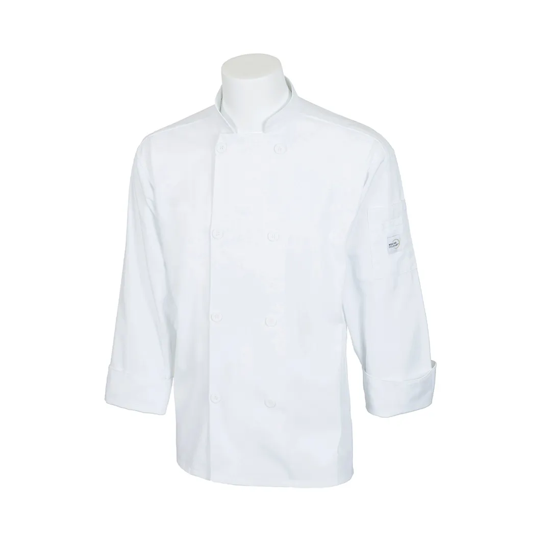 Mercer M60010WH3X Unisex Jacket, 3X White, Sleeve, 65/35 Poly‑Cotton Twill 8‑Button Front Pocket