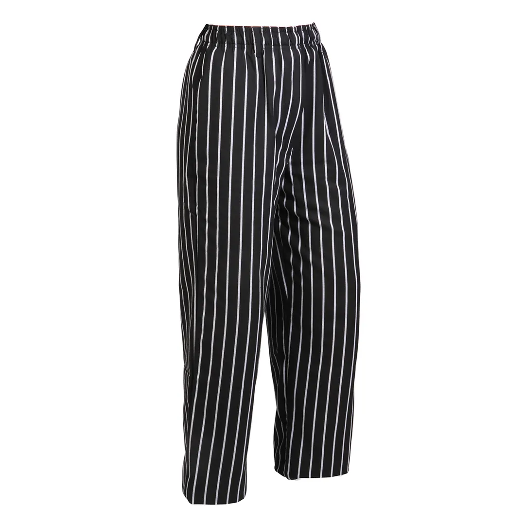 Mercer M60030BCSXS - Unisex Chef Pants, XSmall, Black Chalk Stripe, 65/35 Poly/Cotton, Striped