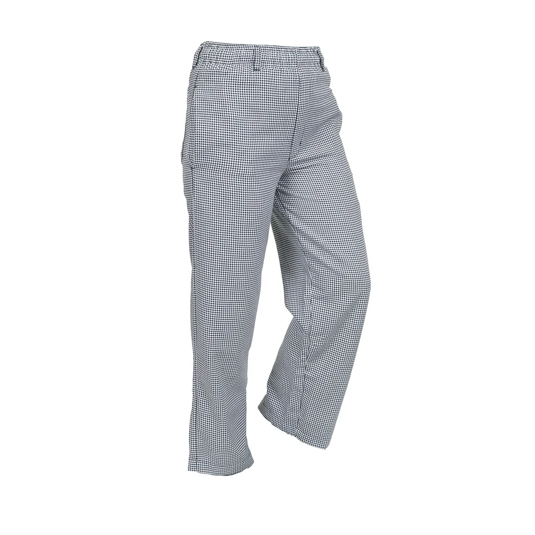 Mercer M60030HT8X Chef Pants, 8XL Black/White Houndstooth, Poly/Cotton 65/35, Waist, Zipper, Pockets