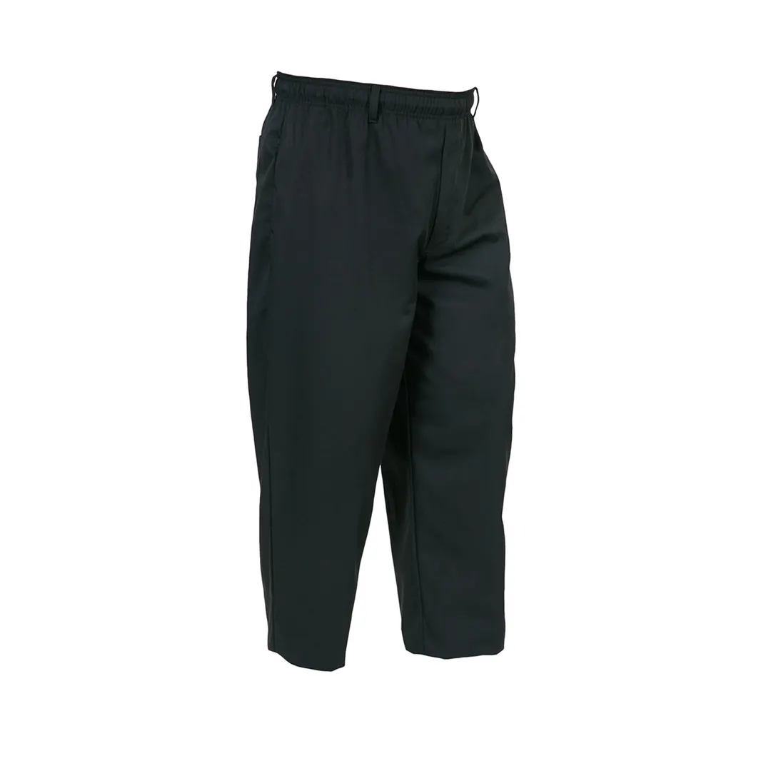 Mercer M60050BKL - Large Black Chef Pants, 65/35 Cotton Twill, Waist, Zipper, 3 Pockets, 34" Inseam