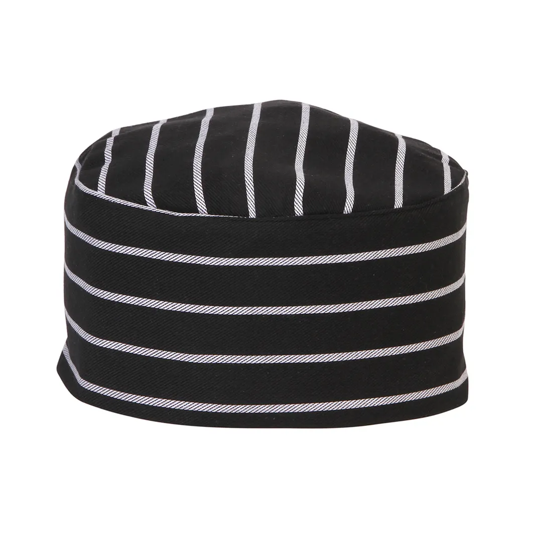 Mercer M60075BCS Millennia Skull Cap, Velcro Closure, 65/35 Poly/Cotton Twill, Black Chalk Stripe