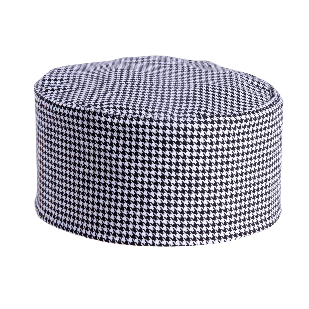 Mercer M60075HT Skull Cap, 65/35 Poly/Cotton Twill, Houndstooth Pattern, Velcro Closure - Chef Hat