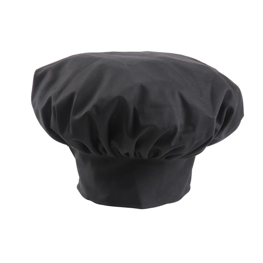 Mercer M60090BK Toque Chef Hat, Adjustable Velcro, 65/35 Poly/Cotton Twill, Black, 12" Crown