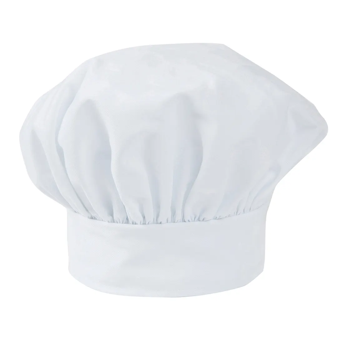 Mercer M60090WH Millennia Toque, Adjustable Velcro Closure, 65/35 Poly/Cotton Twill, White Chef Hat