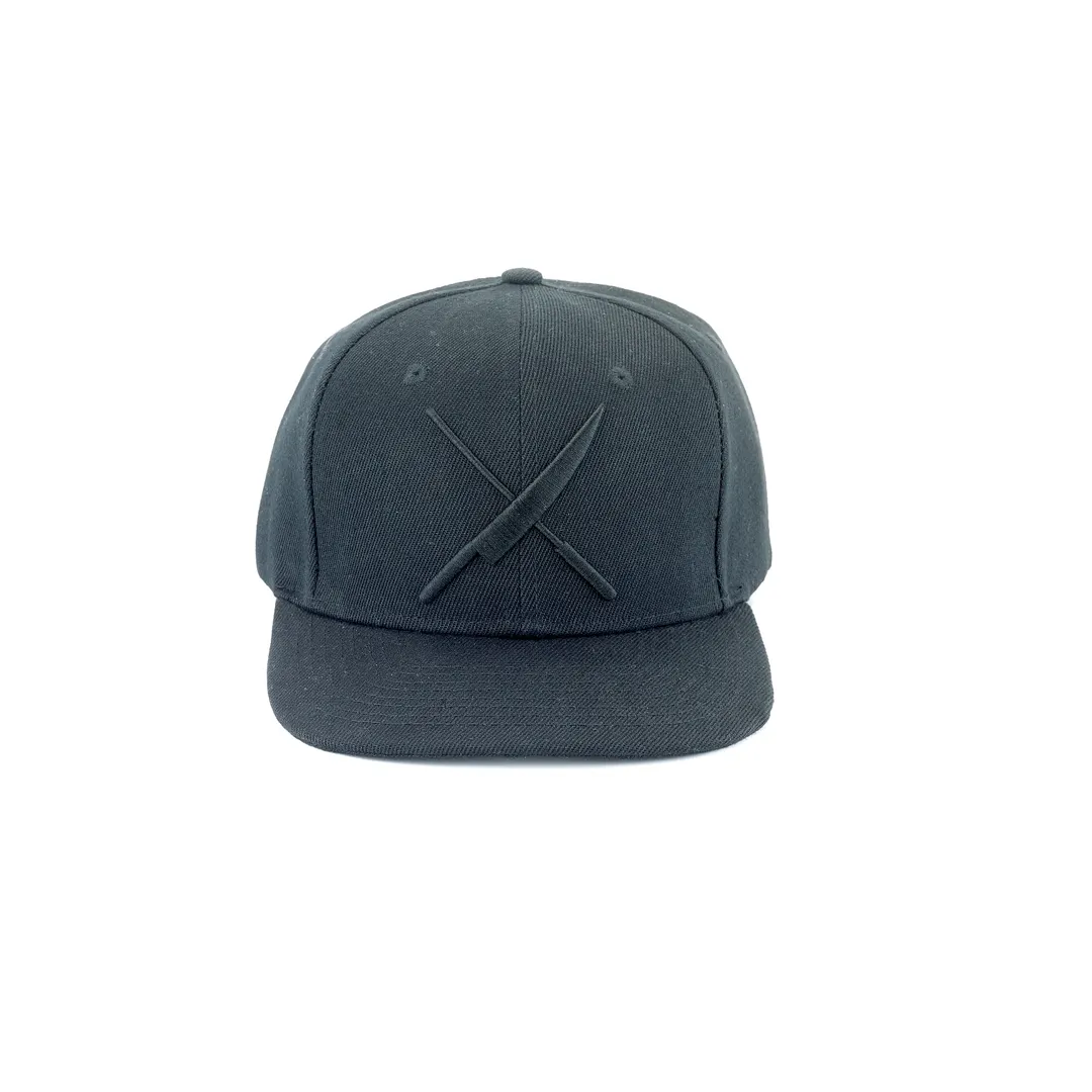 Mercer M60132BKB Snap Back Chef Hat, 6‑Panel Baseball Cap, One Size, 100% Cotton, Black, Vent Holes