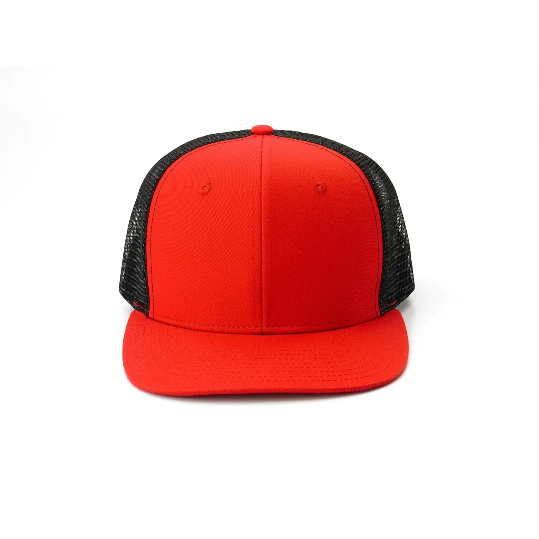 Mercer M60135RD Trucker Chef Cap – Red Cotton Cap with Mesh, Vent Holes, Snap‑Back, 22" One Size