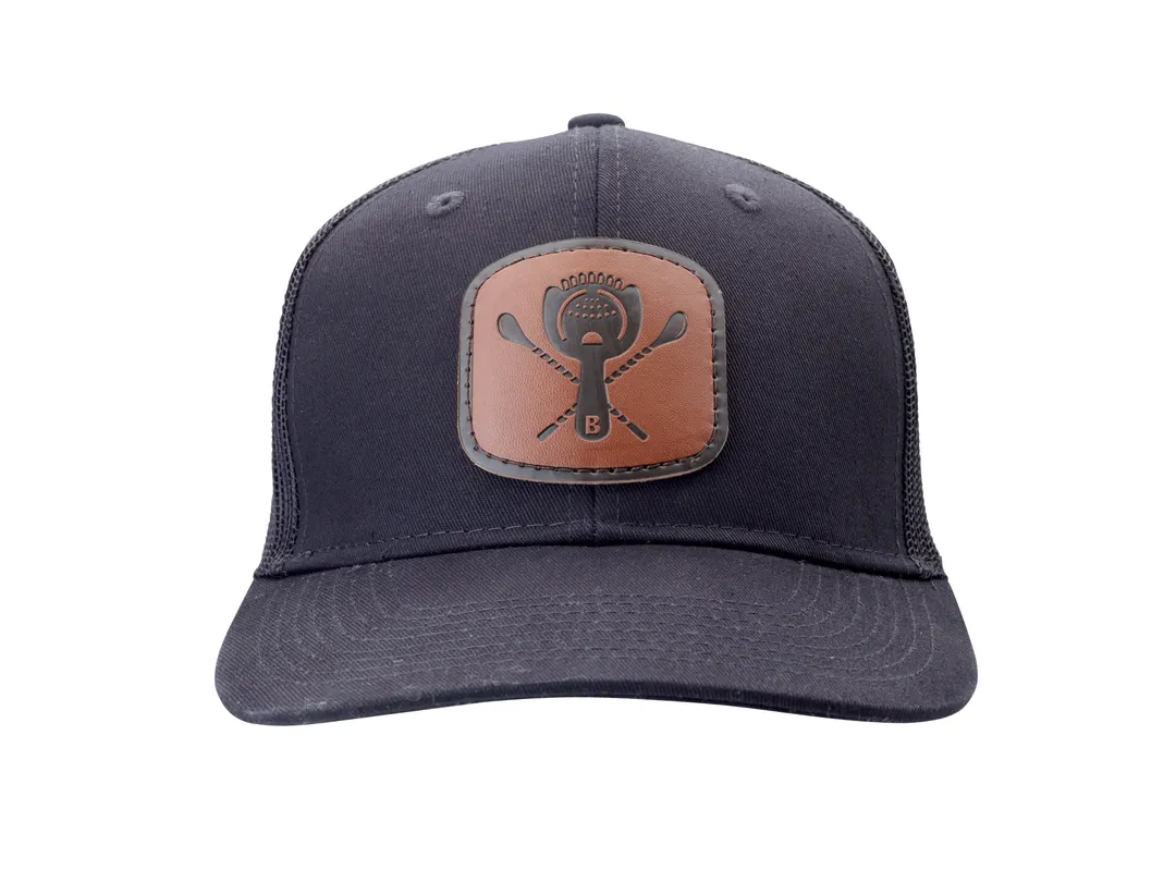 Mercer M60137BK Trucker Cap – Black 100% Cotton Hat, Logo Patch, Snap‑Back Closure, Mesh – One Size