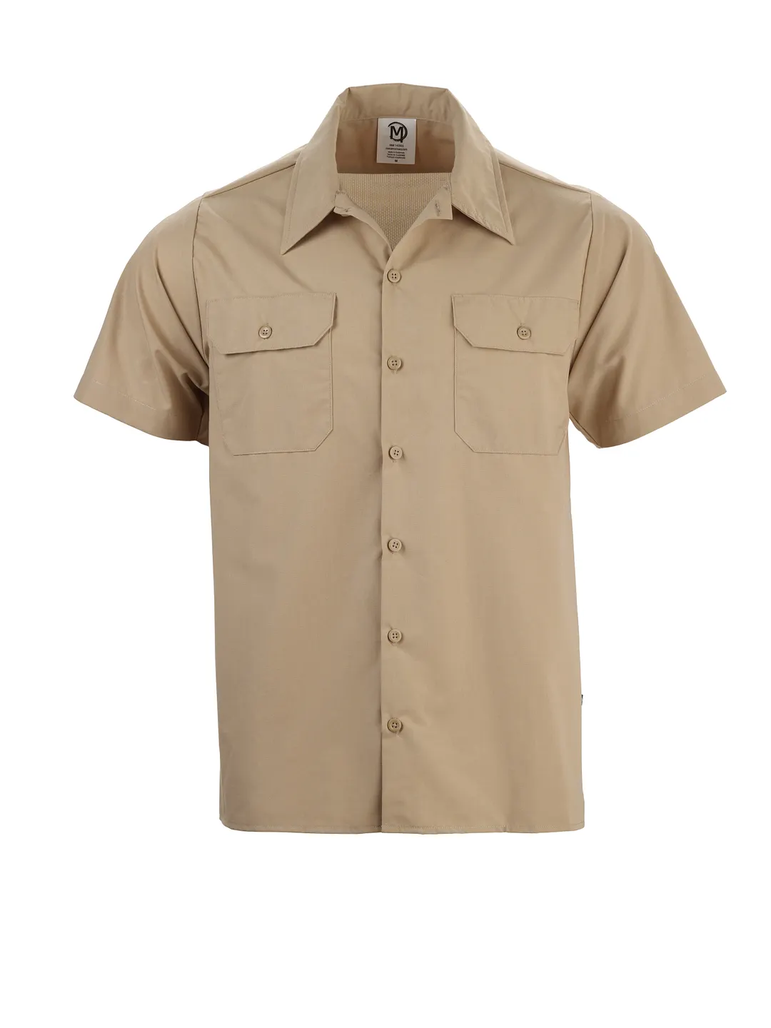 Mercer M60250KH4X Work Shirt, Unisex 4X (60‑62”) Short‑Sleeve, 65/35 Poly‑Cotton, Khaki, Utility