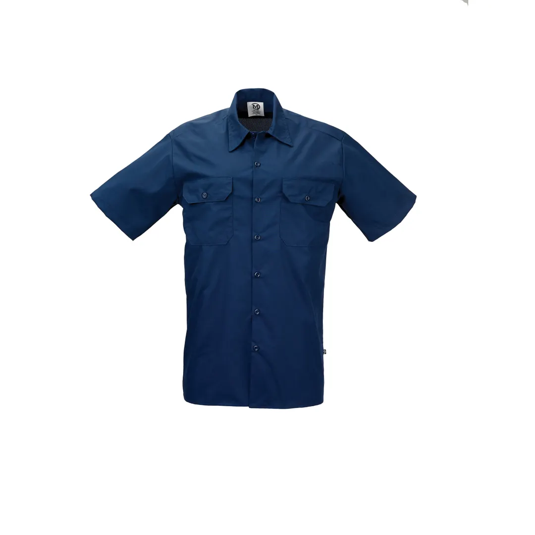Mercer M60250NBS Cook Shirt Small Navy Poly‑Cotton Poplin Short Button Mesh 2 Chest Pockets w/Pencil