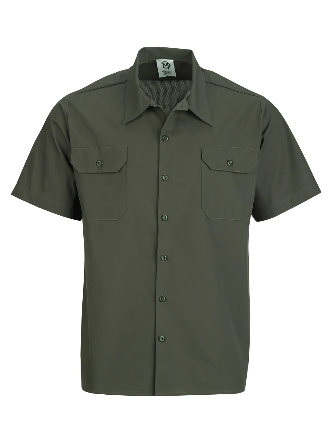 Mercer M60250OLM Brewer Shirt – Unisex Medium 40-42" Olive Sleeve, Button, 65/35 Poly/Cotton Poplin