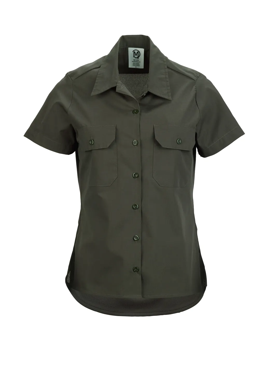Mercer M60350OL2X 2X Olive Green PolyCotton Shirt, Short‑Sleeve, Button Front, Chest Pocket Pencil