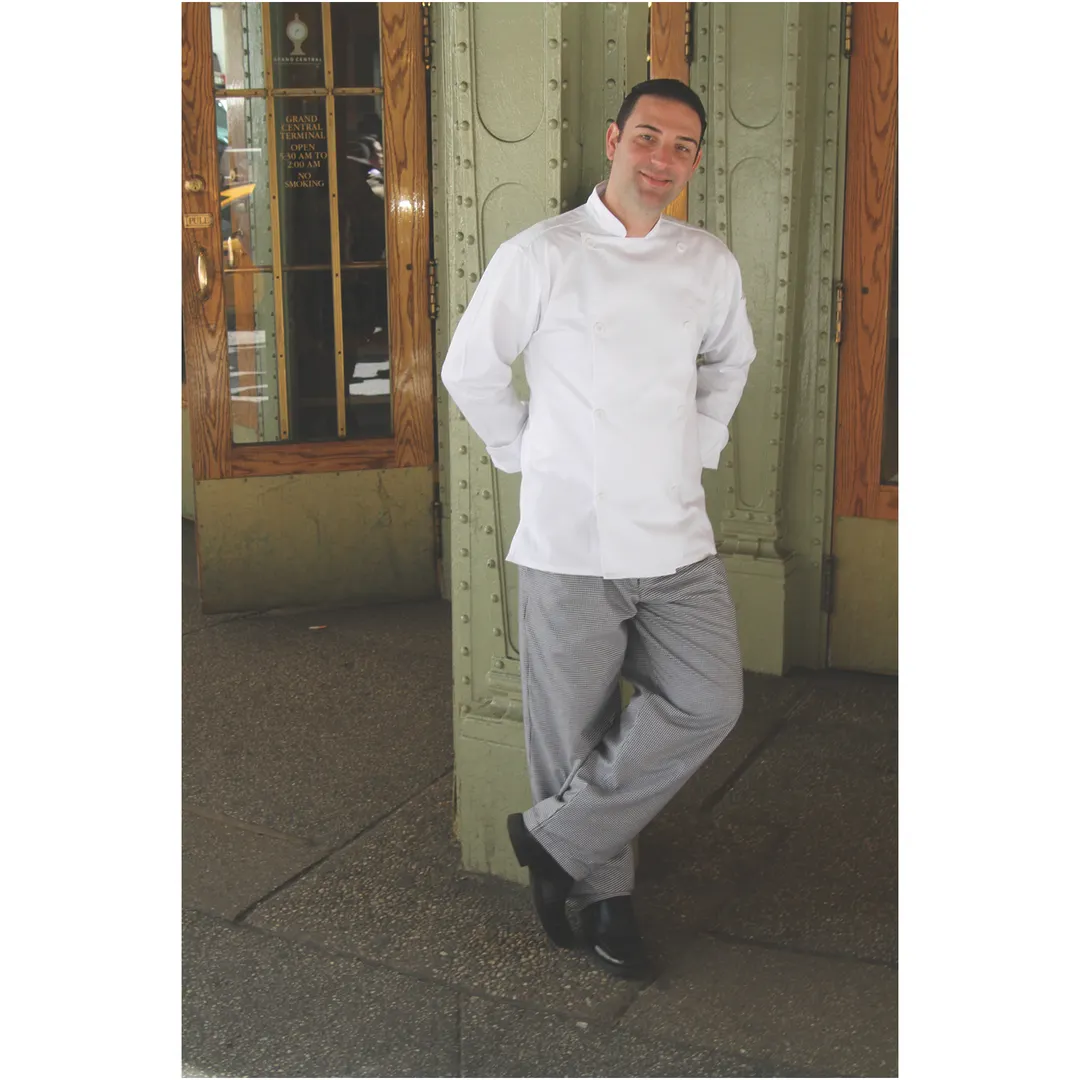 Mercer M61050HTM Chef Pants – M, 100% Cotton, Pattern, Elastic Waist/Belt Loops, Zipper, 3 Pockets