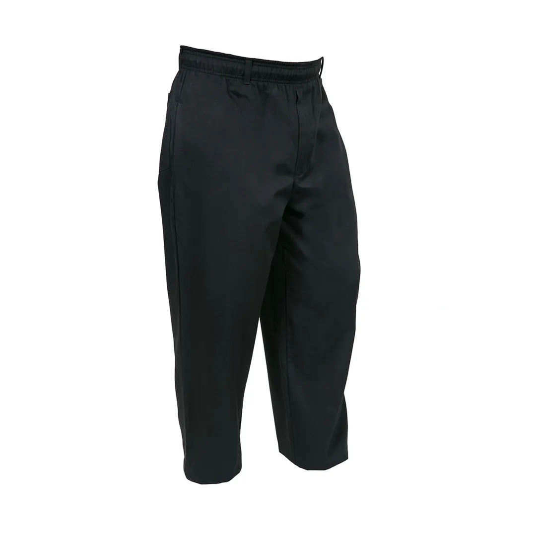 Mercer M61060BKXS Genesis Unisex Chef Pants XSmall Black Cotton Waist Zipper Pockets 30" Inseam