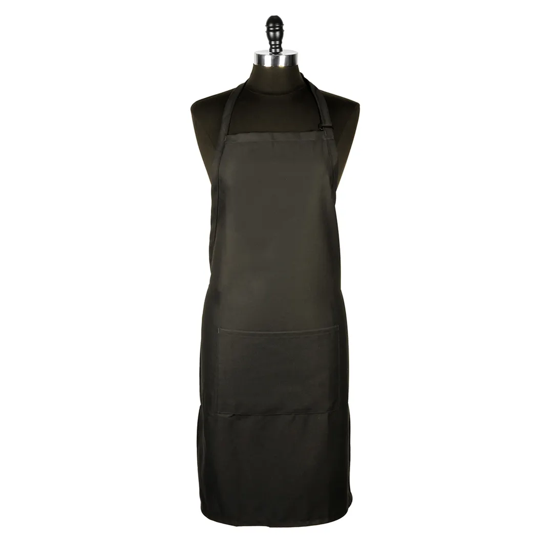 Mercer M61110BK Genesis Bib Apron, 33" x 23" Black Poly/Cotton Twill, Adjustable Neck Strap, Pocket, Kitchen Workwear