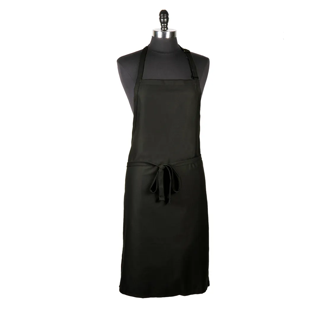 Mercer M61120BK Bib Apron – 33" x 23" Black, Adjustable Neck Strap, 65/35 Poly‑Cotton Twill, Pocket‑Free