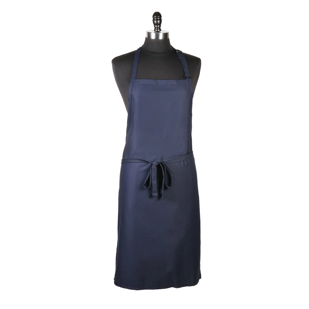Mercer M61120NB Bib Apron, 33" x 23" Navy Blue, Neck Strap, 65/35 Poly/Cotton Twill, Pocket‑Free, Hospitality Kitchen