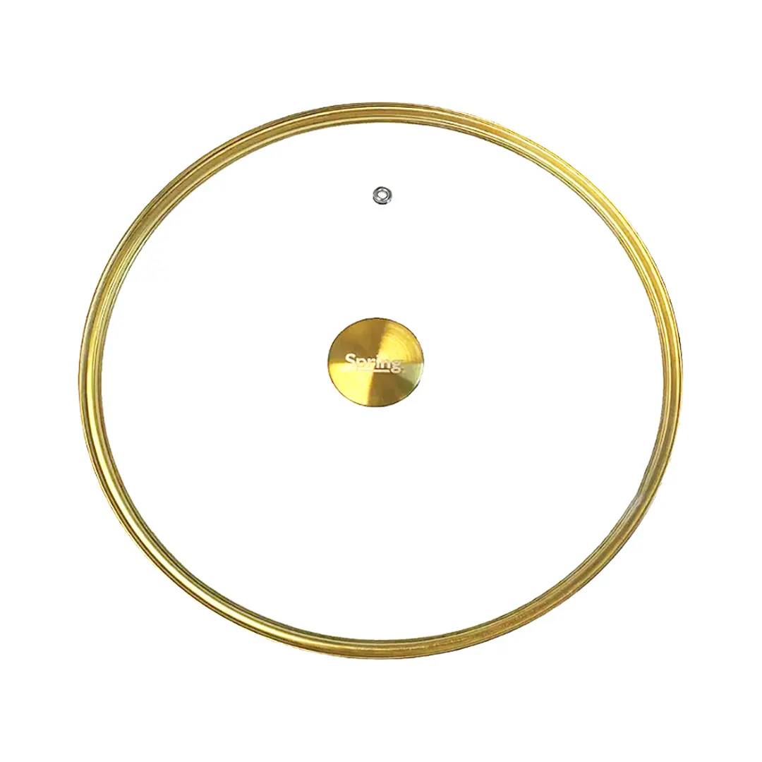 Spring USA 357-5-28 Gold Accent Glass Cover, Lid Holder for Ironlite, Ambassador and Venice Chafer Dishes, Glass Finish