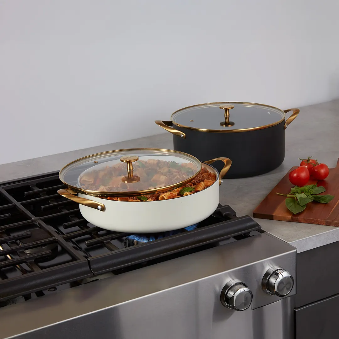 Spring USA 357-5-28 Gold Accent Glass Cover, Lid Holder for Ironlite, Ambassador and Venice Chafer Dishes, Glass Finish
