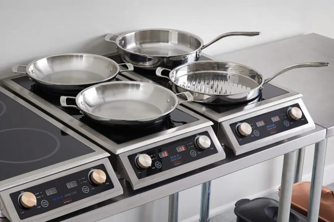 Spring USA 8170-60/30 Buffet Sauté Pan, 5‑Quart, 12‑3/4" Dia x 5" H, Stainless Steel/Aluminum Core, Rolled Sealed Rims