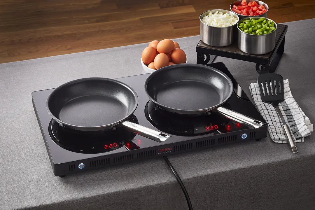 Spring USA SM-1800LP-D LoPRO Slimline Double Induction/Cook & Hold Range Countertop Cooker, 1800W