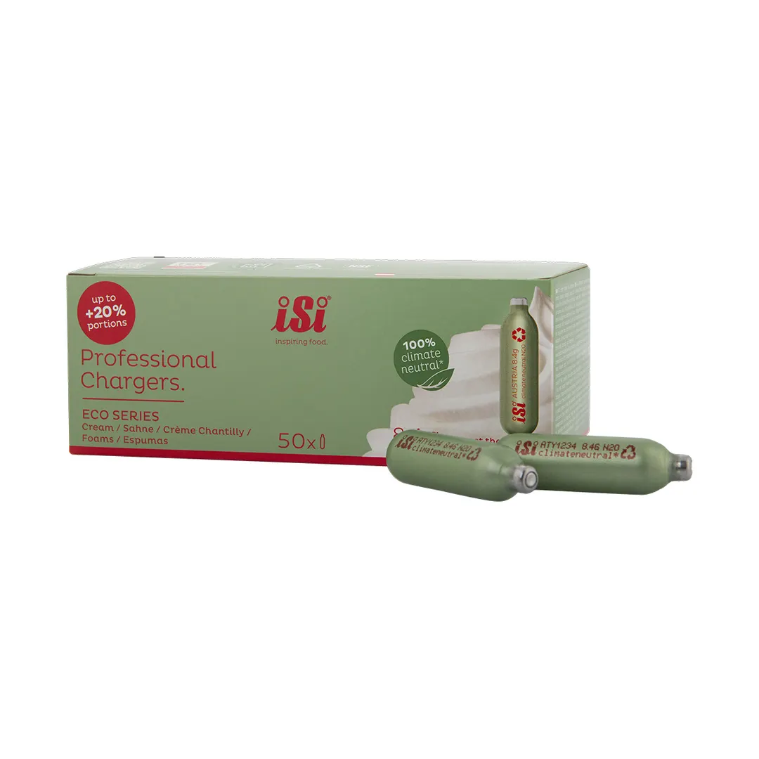 iSi North America 073701 Eco Series N2O Whipped Cream Chargers, Nitrous Oxide Cartridges for Dispensers - 24/Pack