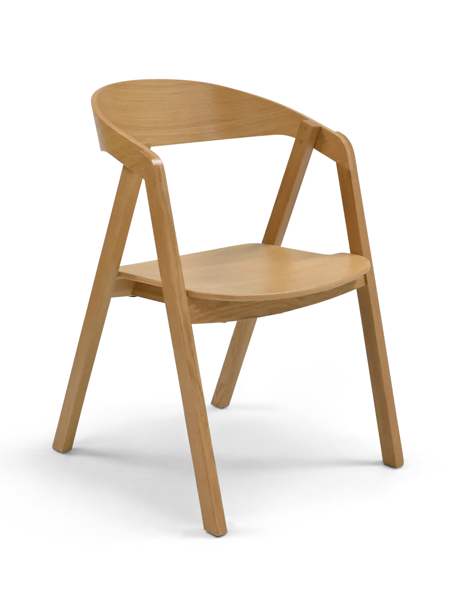 Original Wood Seating CHURU SW Solid Wood Stacking Arm Chair, European Oak Wood Back & Seat