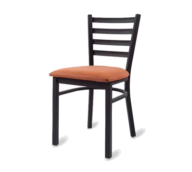 Original Wood Seating M45 GR8 Ladder Back Side Chair, Upholstered Seat, Black Powder Coat, Grade 8 Upholstery
