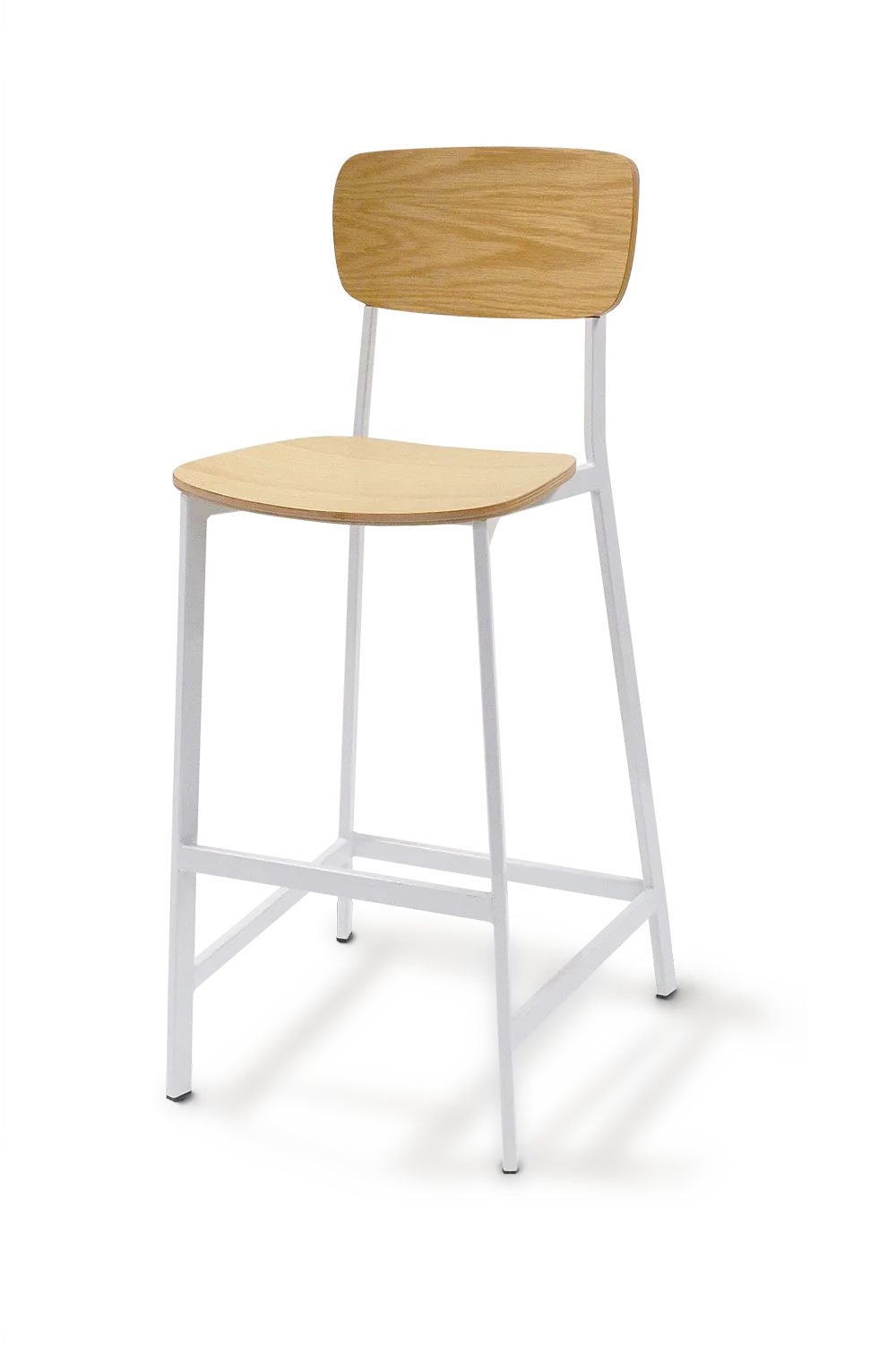 Original Wood Seating M54B-WHT-N Canal Stacking Side Chair, White Metal Frame, Natural Veneer Plywood
