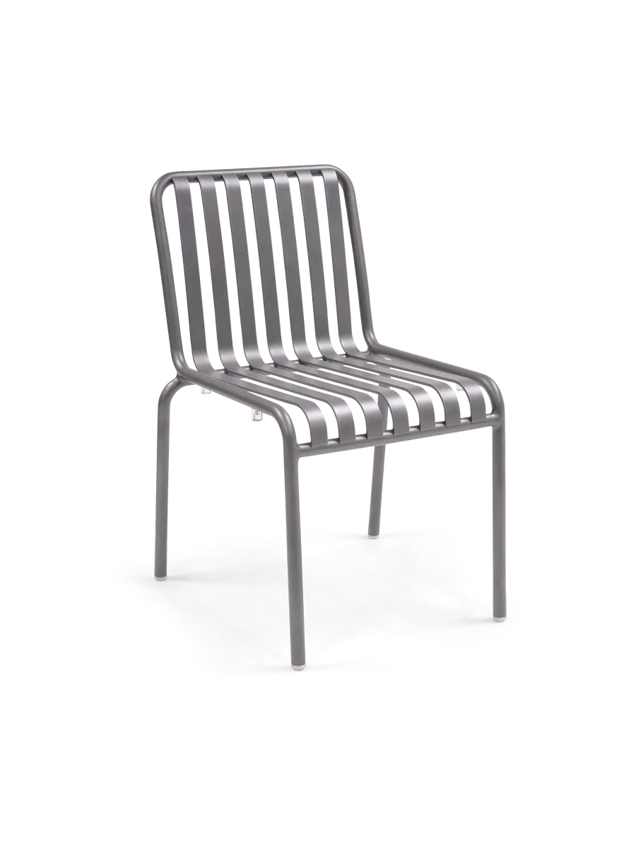 Original Wood Seating SOL Aluminum Stacking Outdoor Side Chair, Anthracite Finish, Metal Back & Seat