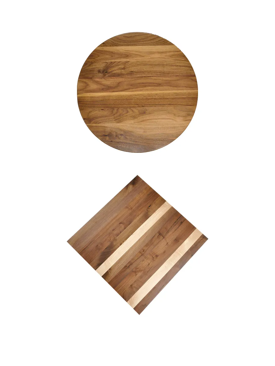 Original Wood Seating TWA24R WALNUT-MIXED 24" Round Butcher Block Wood Table Top, Solid Walnut or Mixed Species, Satin Finish