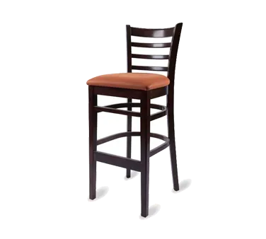 Original Wood Seating W41B GR8 Armless Ladder Back Bar Stool with Upholstered Seat and Footrest