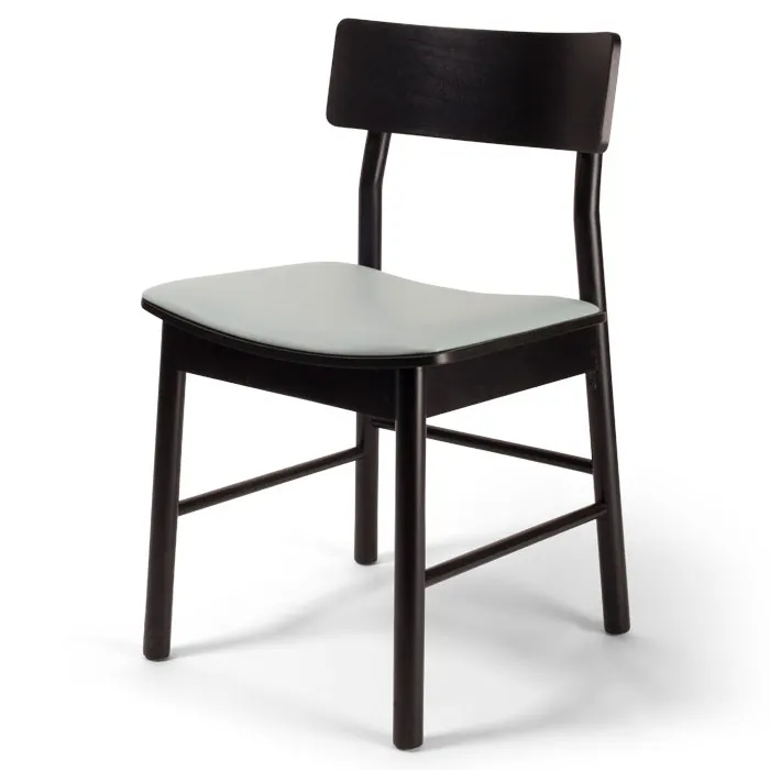 Original Wood Seating W44 P7/COM European Beech Wood Side Chair with Upholstered Seat and Extended Solid Wood Back