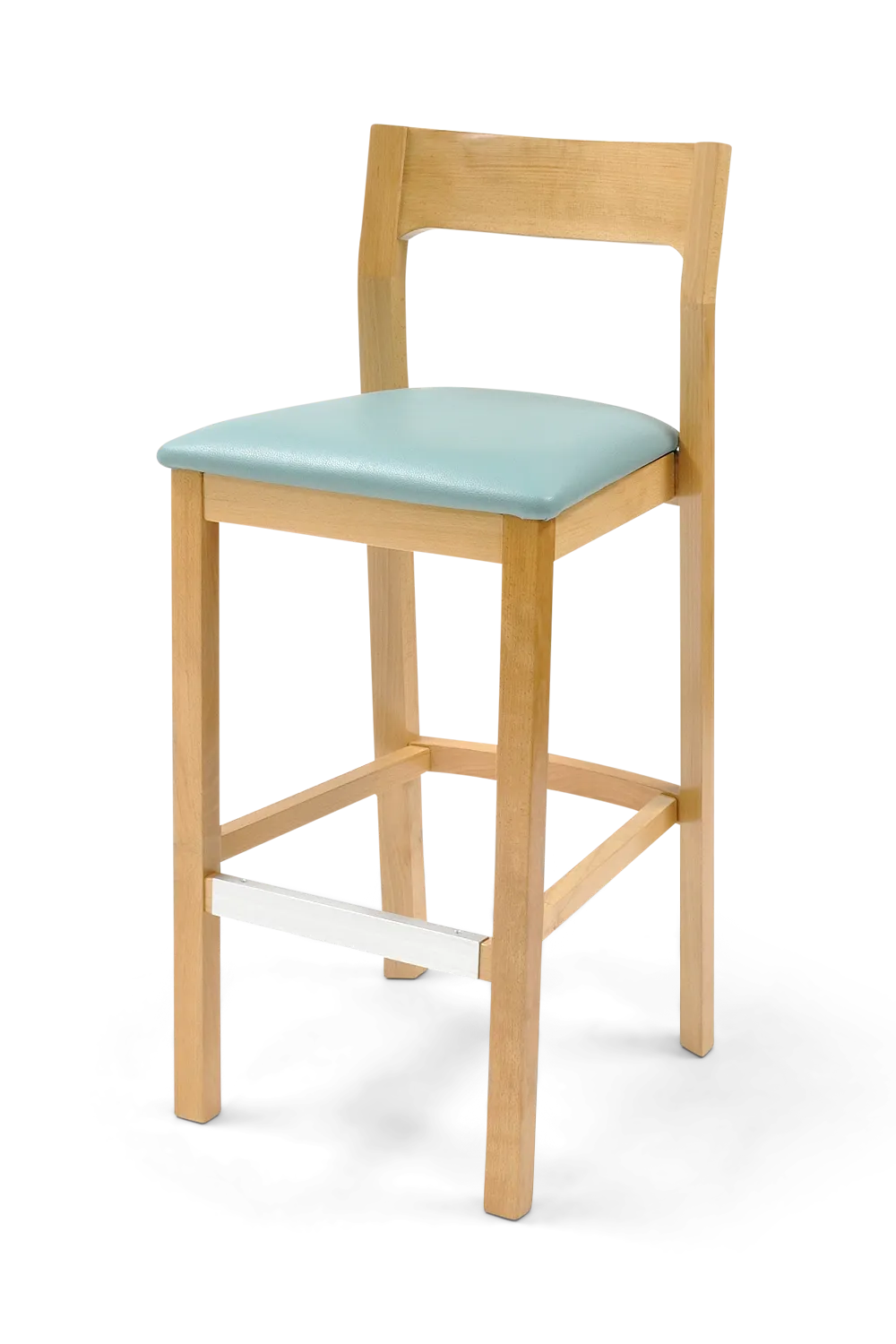 Original Wood Seating W48B GR8 Armless European Beech Wood Bar Stool with Upholstered Seat