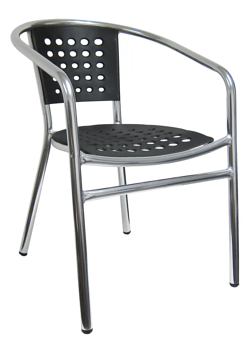 Atlanta Booth & Chair A101 Stackable Aluminum Arm Chair with Perforated Metal Seat and Back