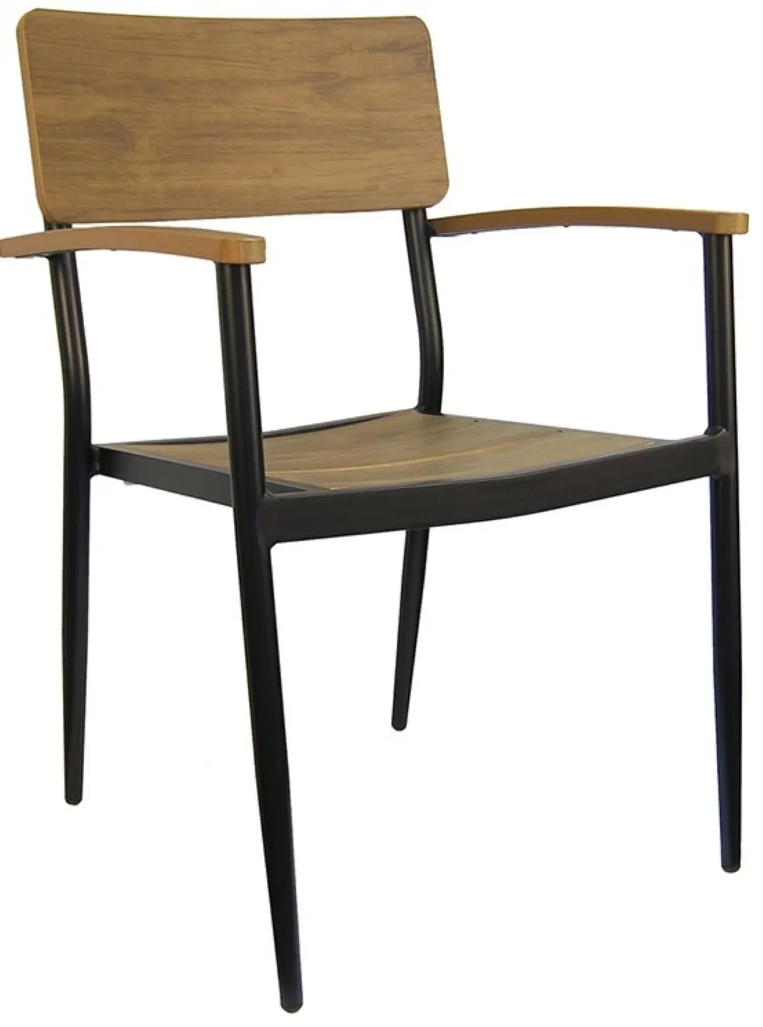 Atlanta Booth & Chair A181A Aluminum Stackable Armchair, Plastic Mesh Back, Outdoor Seating
