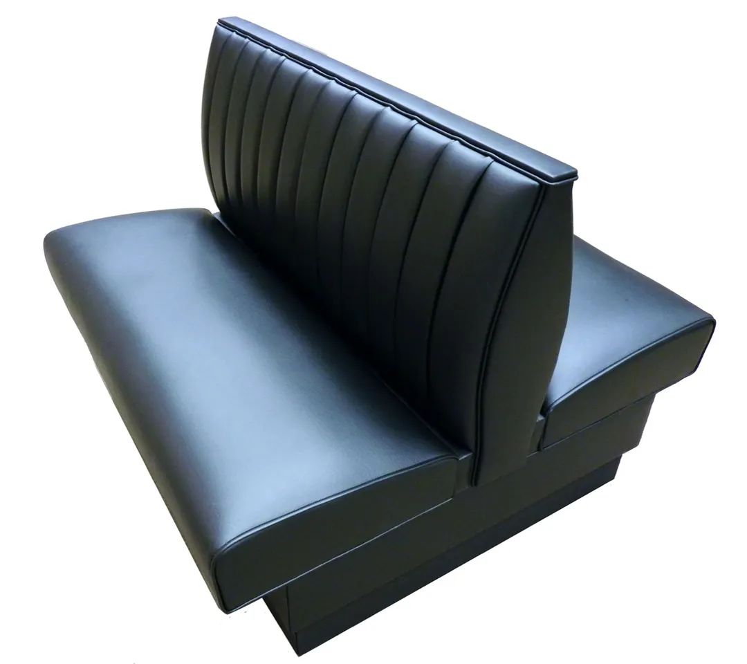 Atlanta Booth & Chair B12-S42100 Single Upholstered Booth, 48in Long, 42in High, 12-Channel Back, Black Vinyl Kick Base