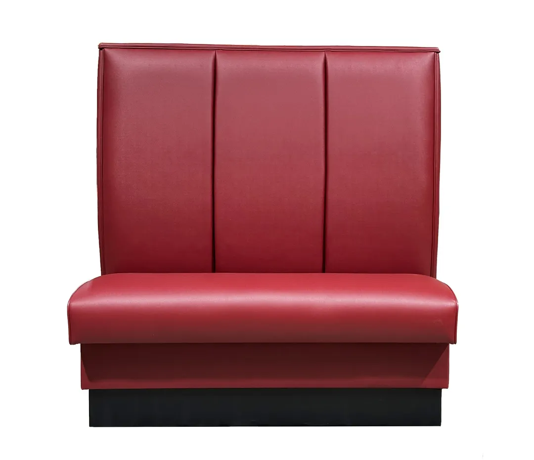 Atlanta Booth & Chair B3-S36100 Single Upholstered Booth, 48" Long, 36" High, 3-Channel Back, Black Vinyl Kick Base