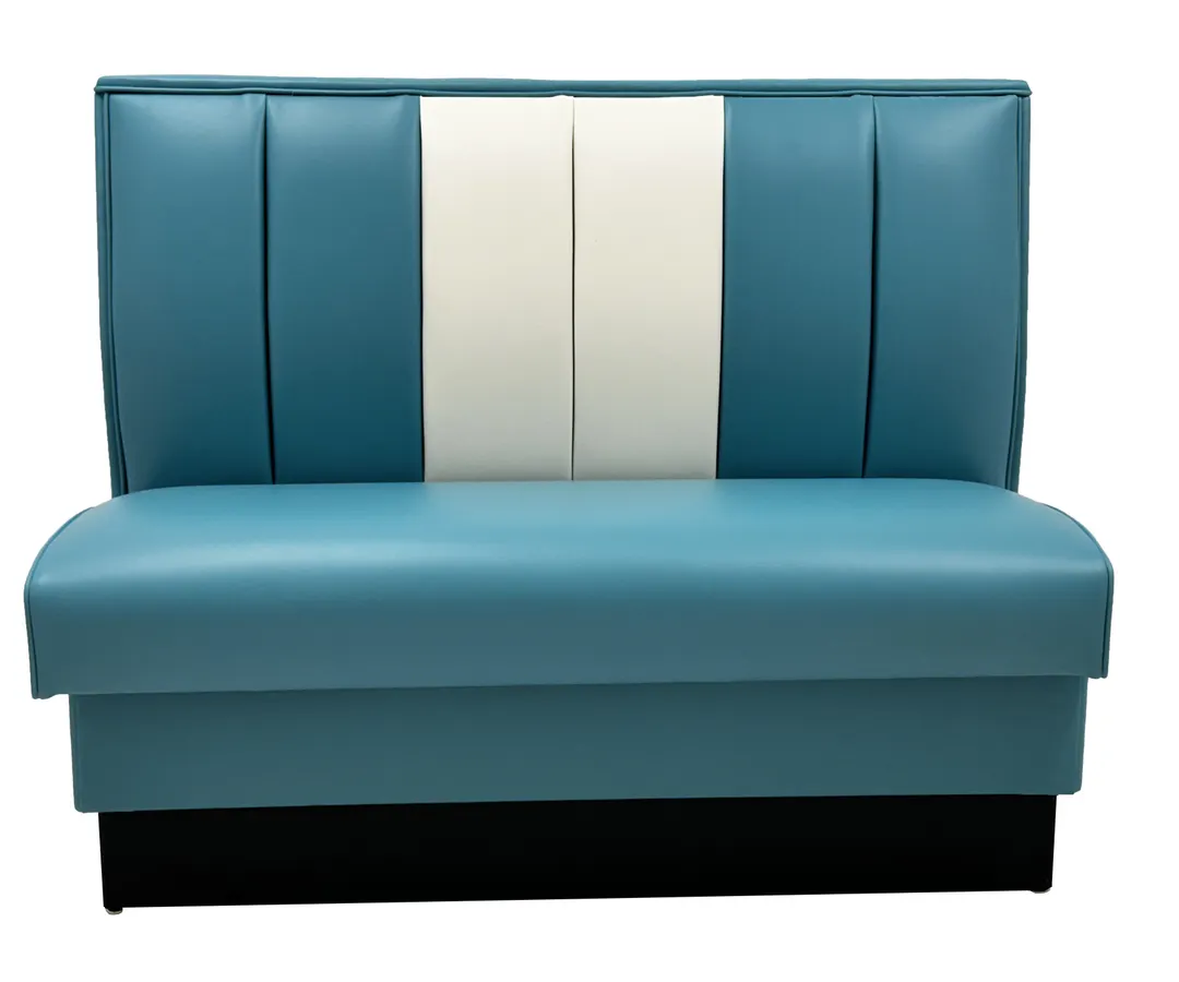 Atlanta Booth & Chair B6-S48100 Single Upholstered 48" Booth, 6-Channel Back, Black Vinyl Kick Base